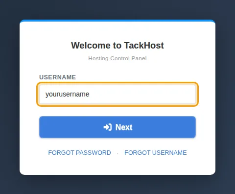 صفحة تسجيل الدخول إلى لوحة التحكم