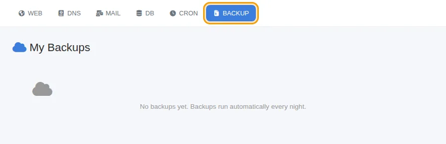 My Backups before the first nightly backup