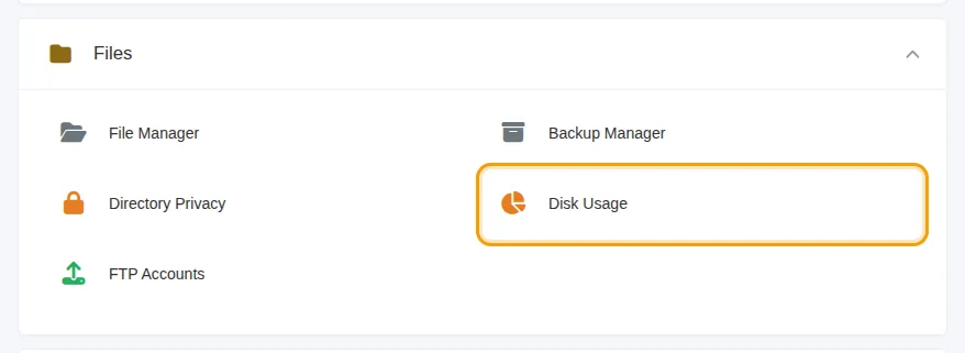 The Disk Usage tile under Files