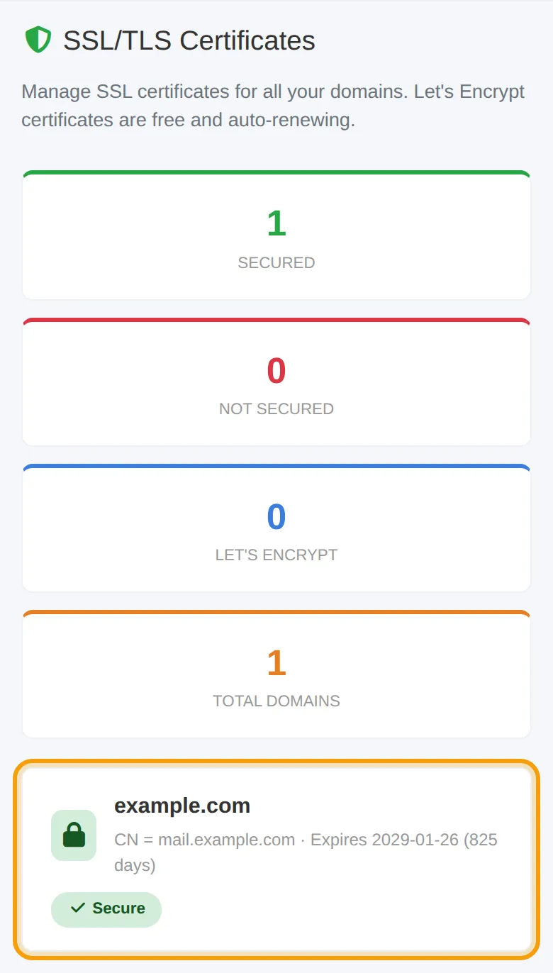 صفحة SSL على الهاتف