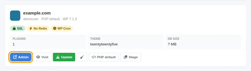 موقعك في WordPress Manager