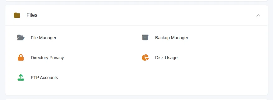 The Files category opened