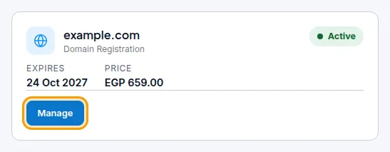 Your registered domain under Domains