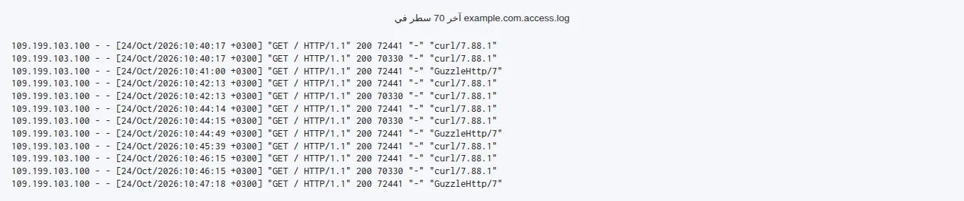 سجل الزيارات لأحد النطاقات