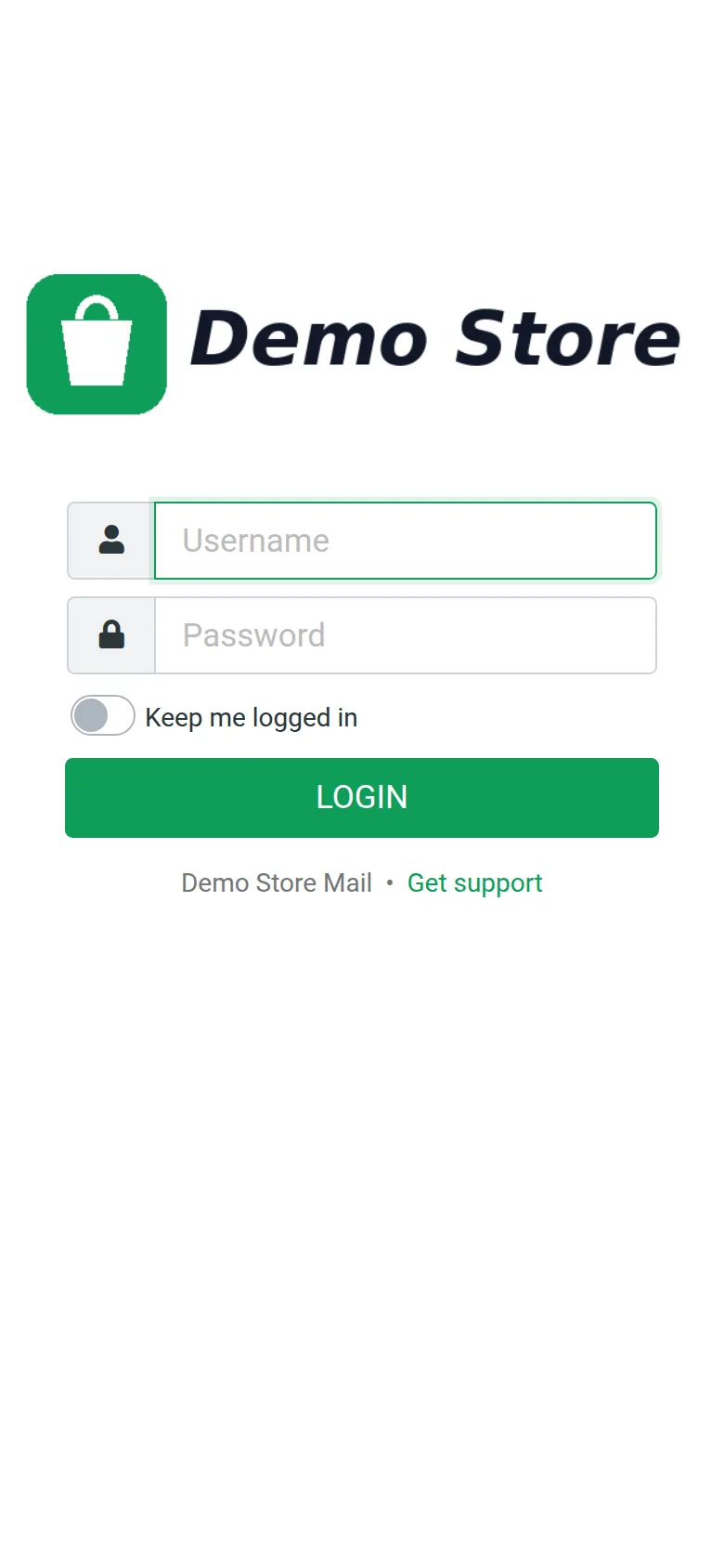 The branded login page on a phone
